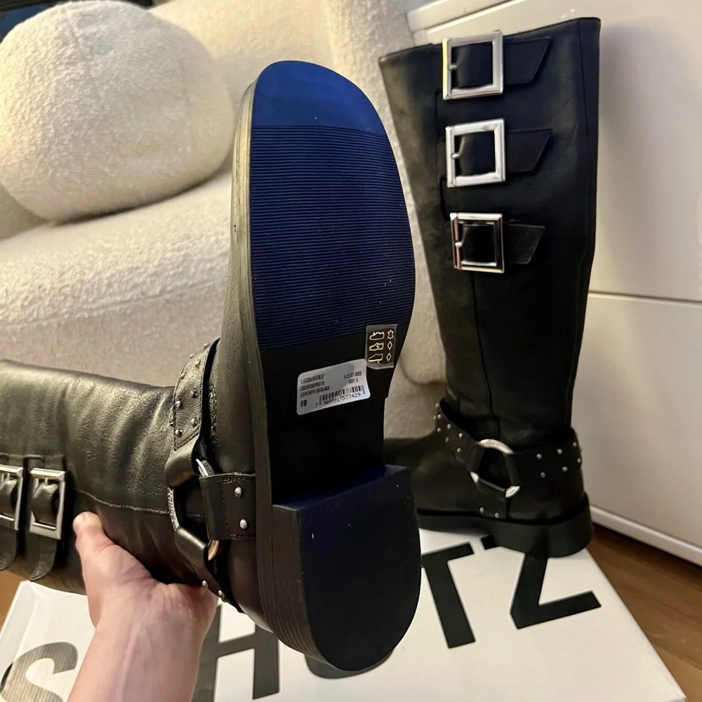 Schutz Knee High Black Luccia Buckle Graxo boot - size 6.5 - Picture 4 of 7